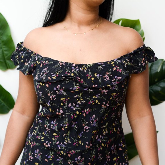 Black Floral Silk Dress - Picture 5 of 5